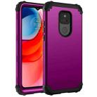 For Motorola Moto G Play 2021 3 in 1 Shockproof PC + Silicone Protective Case(Dark Purple + Black) - 1