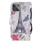 3D Painting Pattern Coloured Drawing Horizontal Flip PU Leather Case with Holder & Card Slots & Wallet For iPhone 13(Eiffel Tower) - 3