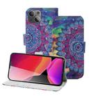 3D Painting Pattern Coloured Drawing Horizontal Flip PU Leather Case with Holder & Card Slots & Wallet For iPhone 13(Oil Painting Mandala) - 1