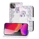 3D Painted Pattern Horizontal Flip Leather Case with Holder & Wallet & Card slot & Lanyard For iPhone 13 mini(Flower Elephant) - 1