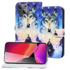 3D Painted Pattern Horizontal Flip Leather Case with Holder & Wallet & Card slot & Lanyard For iPhone 13 mini(Sunrise Wolf) - 1