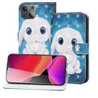 3D Painted Pattern Horizontal Flip Leather Case with Holder & Wallet & Card slot & Lanyard For iPhone 13 mini(Rabbit) - 1