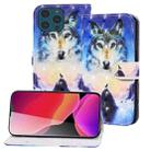 3D Painted Pattern Horizontal Flip Leather Case with Holder & Wallet & Card slot & Lanyard For iPhone 13 Pro(Sunrise Wolf) - 1