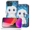 3D Painted Pattern Horizontal Flip Leather Case with Holder & Wallet & Card slot & Lanyard For iPhone 13 Pro(Rabbit) - 1