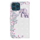 3D Painted Pattern Horizontal Flip Leather Case with Holder & Wallet & Card slot & Lanyard For iPhone 13 Pro Max(Flower Elephant) - 3
