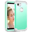 For Google Pixel 3a 3 in 1 Shockproof PC + Silicone Protective Case(Mint Green + Grey) - 1