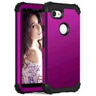 For Google Pixel 3a 3 in 1 Shockproof PC + Silicone Protective Case(Dark Purple + Black) - 1