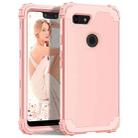 For Google Pixel 3 XL 3 in 1 Shockproof PC + Silicone Protective Case(Rose Gold) - 1