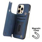 Mandala Embossed PU + TPU Case with Holder & Card Slots & Photo Frame & Hand Strap For iPhone 13 mini(Blue) - 6