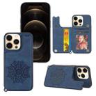 Mandala Embossed PU + TPU Case with Holder & Card Slots & Photo Frame & Hand Strap For iPhone 13 Pro(Blue) - 1