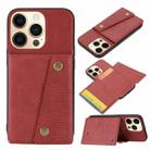 For iPhone 13 Double Buckle PU + TPU Shockproof Magnetic Protective Case with Card Slot & Holder(Red) - 1