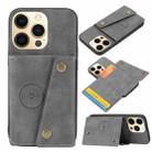 For iPhone 13 Double Buckle PU + TPU Shockproof Magnetic Protective Case with Card Slot & Holder(Grey) - 1