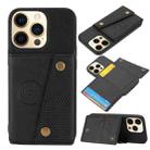 For iPhone 13 Double Buckle PU + TPU Shockproof Magnetic Protective Case with Card Slot & Holder(Black) - 1