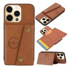 For iPhone 13 Pro Double Buckle PU + TPU Shockproof Magnetic Protective Case with Card Slot & Holder (Light Brown) - 1