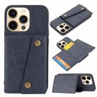 For iPhone 13 Pro Double Buckle PU + TPU Shockproof Magnetic Protective Case with Card Slot & Holder (Blue) - 1