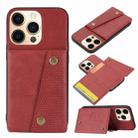 For iPhone 13 Pro Max Double Buckle PU + TPU Shockproof Magnetic Protective Case with Card Slot & Holder (Red) - 1