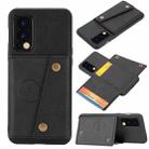 For OnePlus Nord 2 5G Double Buckle PU + TPU Shockproof Magnetic Protective Case with Card Slot & Holder(Black) - 1