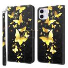 For iPhone 13 mini 3D Painting Pattern Horizontal Flip TPU + PU Leather Case with Holder & Card Slots & Wallet (Gold Butterflies) - 1