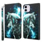 For iPhone 13 mini 3D Painting Pattern Horizontal Flip TPU + PU Leather Case with Holder & Card Slots & Wallet (Wolf) - 1