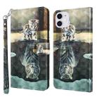 For iPhone 13 mini 3D Painting Pattern Horizontal Flip TPU + PU Leather Case with Holder & Card Slots & Wallet (Cat Tiger) - 1