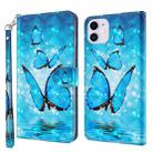 For iPhone 13 mini 3D Painting Pattern Horizontal Flip TPU + PU Leather Case with Holder & Card Slots & Wallet (Three Butterflies) - 1