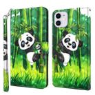 For iPhone 13 mini 3D Painting Pattern Horizontal Flip TPU + PU Leather Case with Holder & Card Slots & Wallet (Panda Climbing Bamboo) - 1