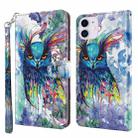 For iPhone 13 mini 3D Painting Pattern Horizontal Flip TPU + PU Leather Case with Holder & Card Slots & Wallet (Watercolor Owl) - 1