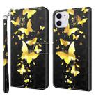 For iPhone 13 3D Painting Pattern Horizontal Flip TPU + PU Leather Case with Holder & Card Slots & Wallet(Gold Butterflies) - 1