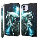 For iPhone 13 3D Painting Pattern Horizontal Flip TPU + PU Leather Case with Holder & Card Slots & Wallet(Wolf) - 1