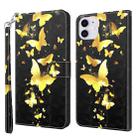 For iPhone 13 Pro 3D Painting Pattern Horizontal Flip TPU + PU Leather Case with Holder & Card Slots & Wallet (Gold Butterflies) - 1