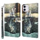 For iPhone 13 Pro 3D Painting Pattern Horizontal Flip TPU + PU Leather Case with Holder & Card Slots & Wallet (Cat Tiger) - 1