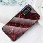 For OnePlus Nord 2 5G Marble Pattern Glass + TPU Protective Case(Blood Red) - 1