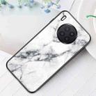 For Huawei Nova 8i Marble Pattern Glass + TPU Protective Case(White) - 1