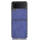 For Samsung Galaxy Z Flip3 5G Shockproof Crocodile Texture PC + PU Case(Blue) - 2