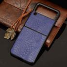 For Samsung Galaxy Z Flip3 5G Shockproof Crocodile Texture PC + PU Case(Blue) - 5
