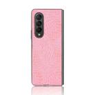For Samsung Galaxy Z Fold3 5G Shockproof Crocodile Texture PC + PU Case(Pink) - 2