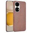 For Huawei P50 Shockproof Crocodile Texture PC + PU Case(Brown) - 1