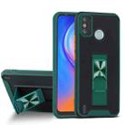 For Tecno Spark 6 Go Dual-color Skin Feel TPU + PC Magnetic Shockproof Case with Invisible Holder(Dark Green) - 1