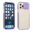 For iPhone 12 Pro Max Sliding Camera Cover Design Shockproof TPU Frame + Clear PC Case(Purple) - 1