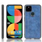 For Google Pixel 5a 5G Shockproof Sewing Cow Pattern Skin PC + PU + TPU Case(Blue) - 1