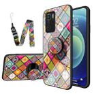 For Xiaomi Redmi Note 10 Pro 5G Painted Ethnic Pattern Tempered Glass TPU Shockproof Case with Folding Magnetic Holder & Neck Strap(Colorful) - 1