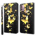 For Motorola Moto G30/G10/G20 3D Painting Pattern Horizontal Flip TPU + PU Leather Case with Holder & Card Slots & Wallet(Gold Butterflies) - 1