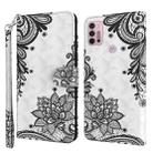 For Motorola Moto G30/G10/G20 3D Painting Pattern Horizontal Flip TPU + PU Leather Case with Holder & Card Slots & Wallet(Diagonal Black Flower) - 1