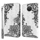 For Nokia G20 / G10 / 6.3 3D Painting Pattern Horizontal Flip TPU + PU Leather Case with Holder & Card Slots & Wallet(Diagonal Black Flower) - 1