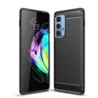 For Motorola Moto Edge 20 Pro Brushed Texture Carbon Fiber TPU Case(Black) - 1