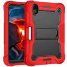 For iPad mini 6 Silicone + PC Shockproof Protective Tablet Case with Holder(Red + Black) - 2