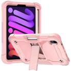 For iPad mini 6 Silicone + PC Shockproof Protective Tablet Case with Holder(Rose Gold) - 1
