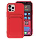 For iPhone 13 mini TPU + Flannel Lining Shockproof Case with Card Slots (Red) - 1
