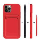 For iPhone 13 TPU + Flannel Lining Shockproof Case with Card Slots(Red) - 4