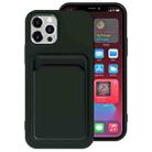 For iPhone 13 Pro TPU + Flannel Lining Shockproof Case with Card Slots (Dark Green) - 1